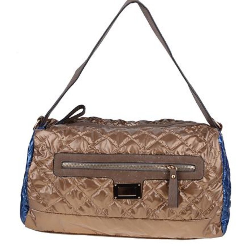 Quilted Brown & Blue Crossbody Bag – Chic Women’s Fashion Crossbody Handbag